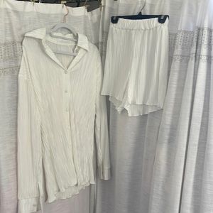 White Shirt and Shorts Set